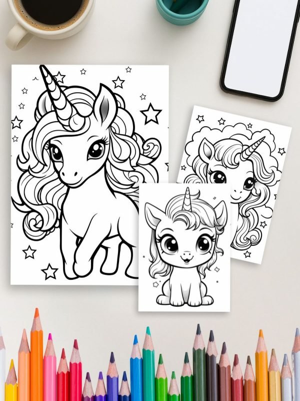 192 Cute Kawaii Unicorn Coloring Pages - Image 4