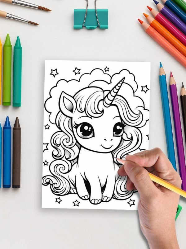 192 Cute Kawaii Unicorn Coloring Pages - Image 5