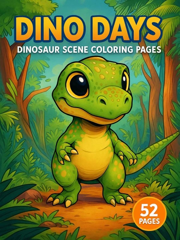 52 Dinosaur Scene Coloring Pages for Kids – Dino Fun Days
