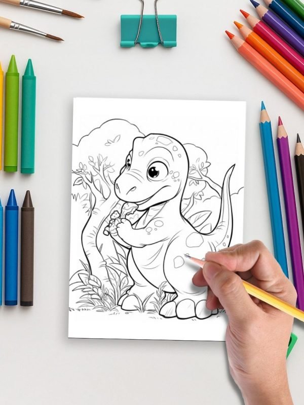 52 Dinosaur Scene Coloring Pages for Kids – Dino Fun Days - Image 5
