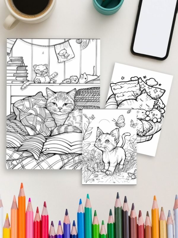 160 Cute Kawaii Cat Coloring Pages – Purrfect for Cat Lovers - Image 4