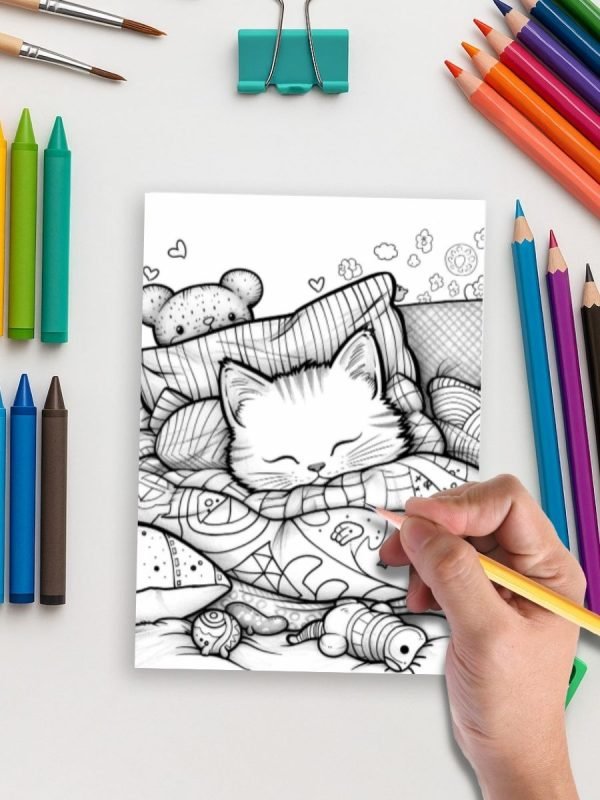 160 Cute Kawaii Cat Coloring Pages – Purrfect for Cat Lovers - Image 5